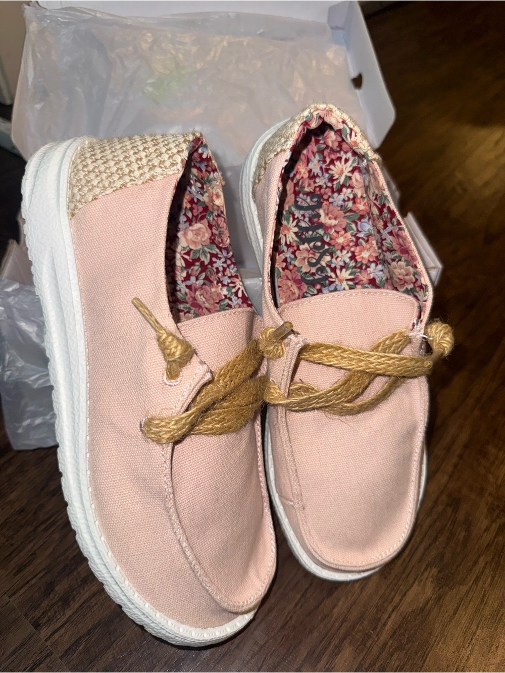 Gypsy Jazz Pink Canvas Slip-On Espadrille Sneakers with Floral Lining